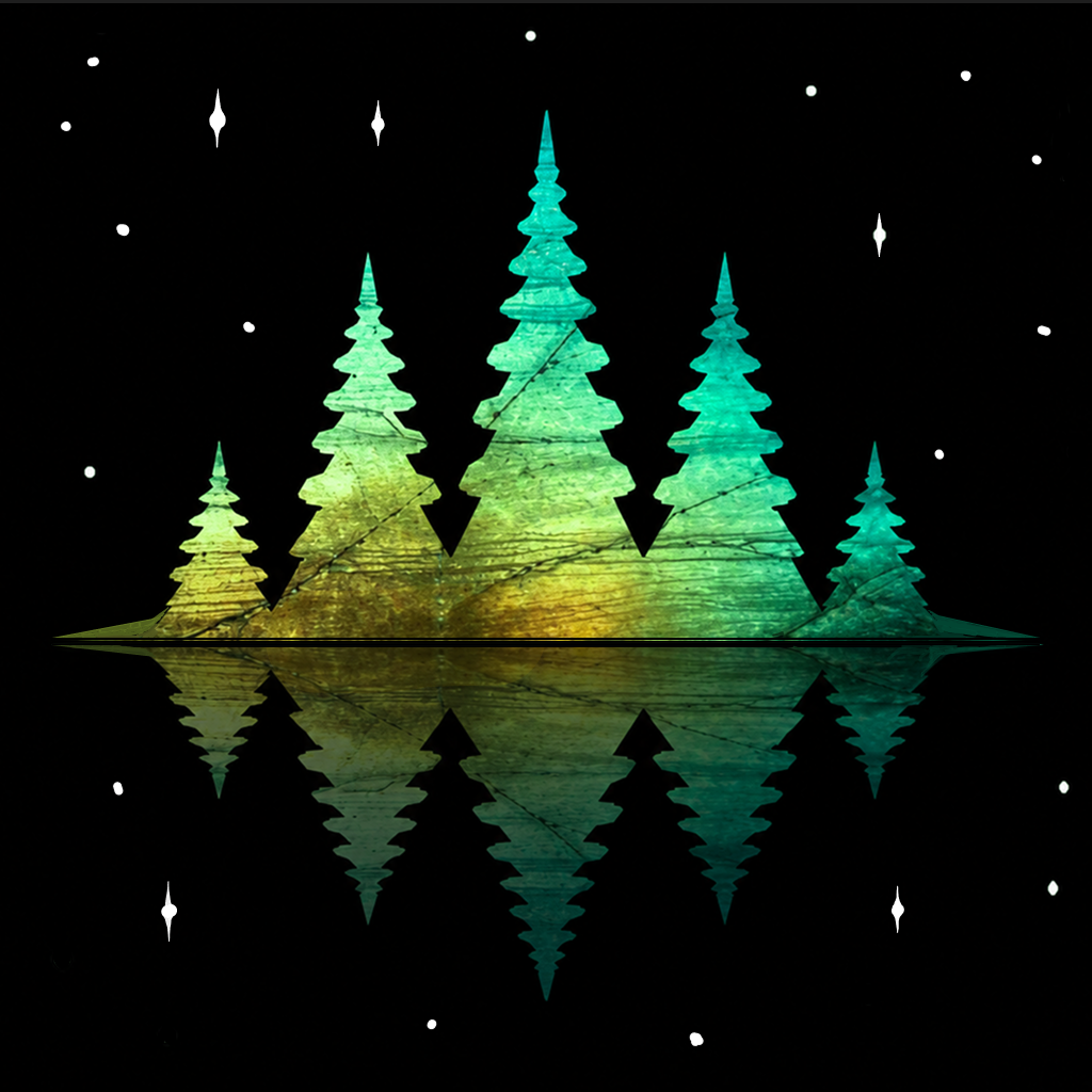 Songrove app icon with trees, reflection, and stars